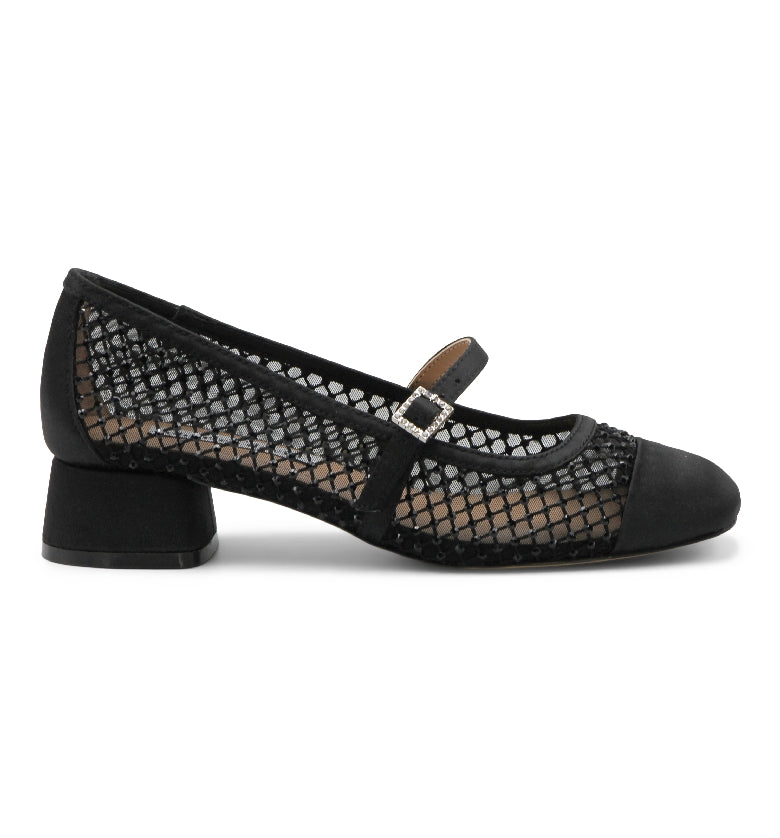 black mesh dress shoes Nina Womens Sofie Rhinestone Pointed Toe Kitten Heel Pumps Black 9.5 Dress