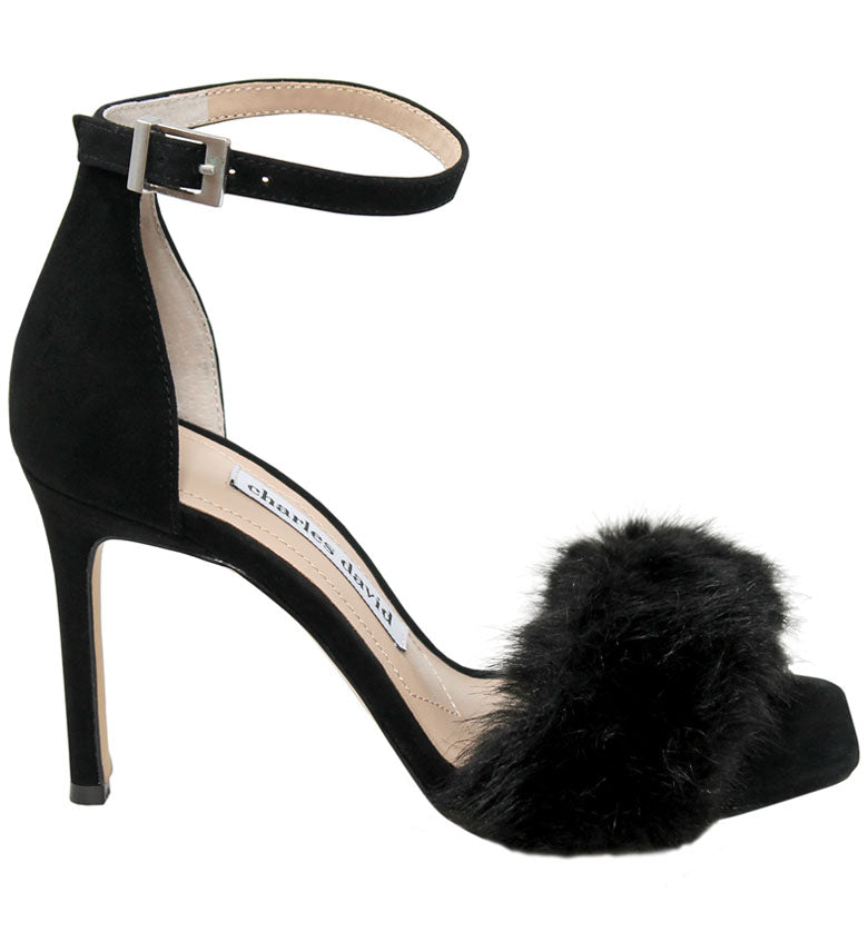 Charles David Empoli Faux Fur Sandal in Black at Nordstrom Size 7