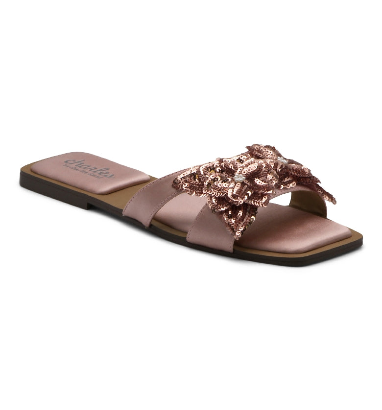 Ordly Flower Flat Sandal Slide Charles by Charles David
