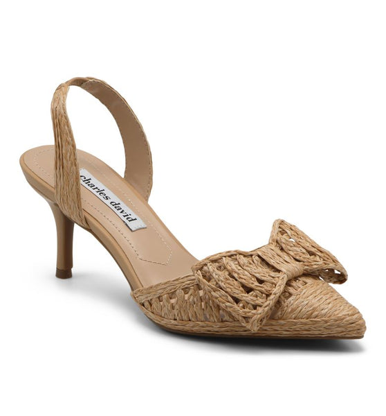 A*1様 最終SALE◎Cord Embroidery Egg Heel Pum Agora Slingback Heel Charles David