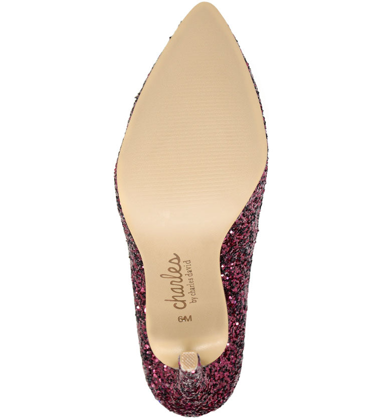 River island pow heels in deep burgundy glitter with... - Depop